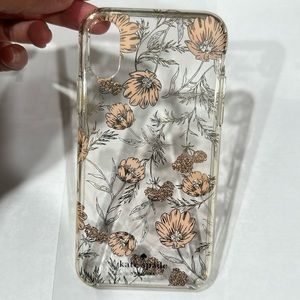 Kate Spade iPhone XS Clear and Floral Rhinestone Case